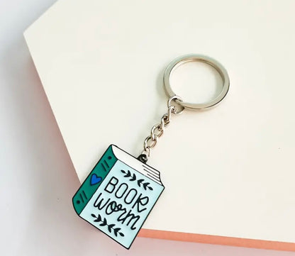 Bookworm Enamel Keyring