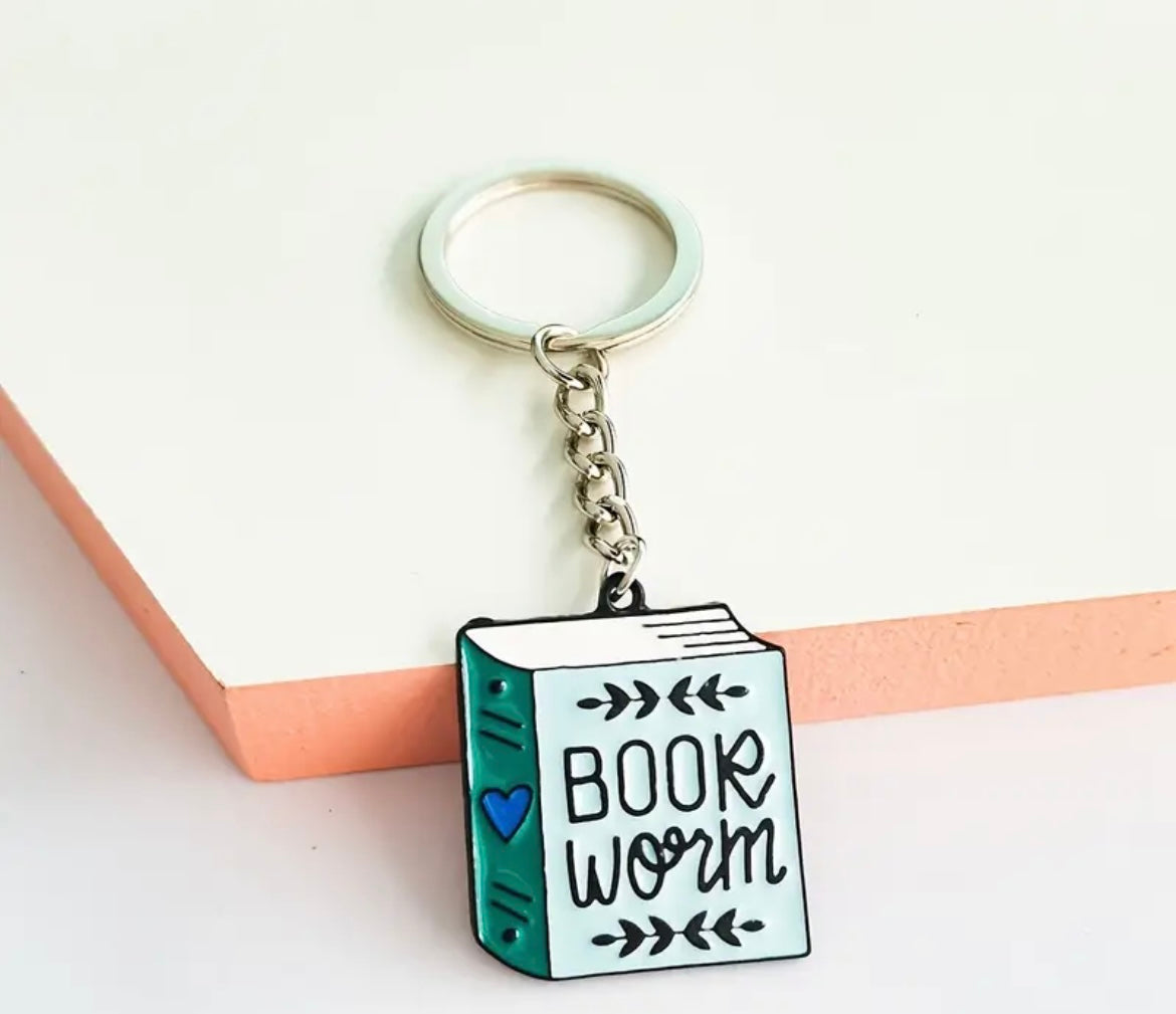 Bookworm Enamel Keyring